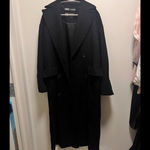 Zara Manteco double breasted wool coat black XS